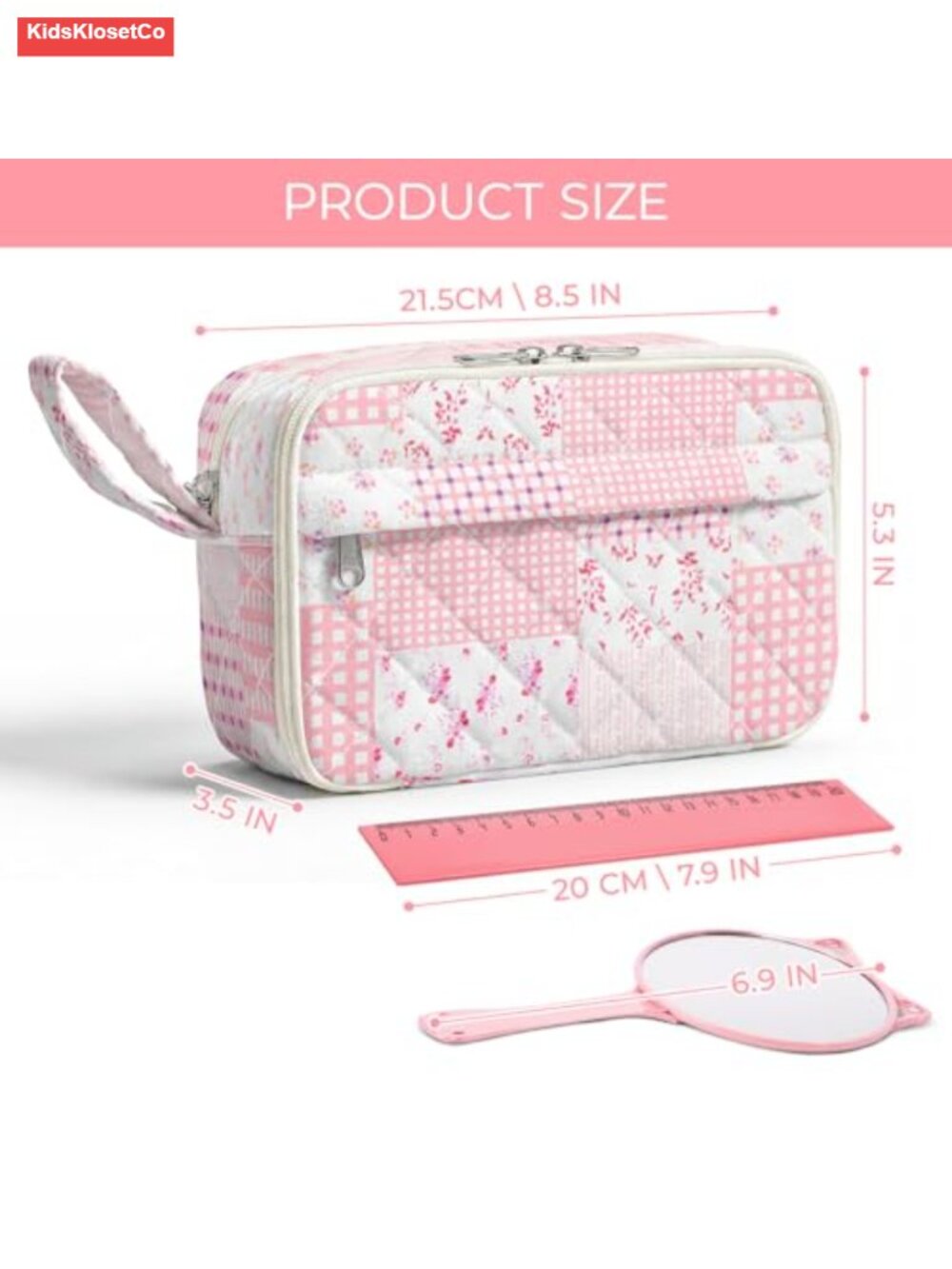 Quilted Pencil Pouch with Compartments Large Cute Aesthetic Organizer - Picture 2 of 5